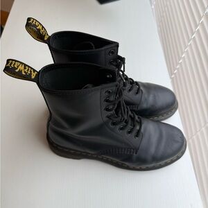 Dr. Martens Black Boots with Yellow Stitching